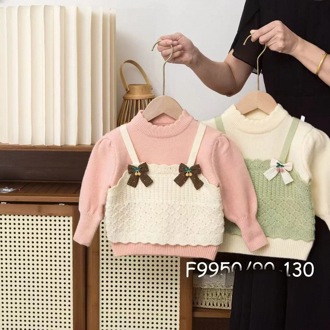 【Bao Bao】冬季双层桑蚕丝加厚假两件毛衣9950