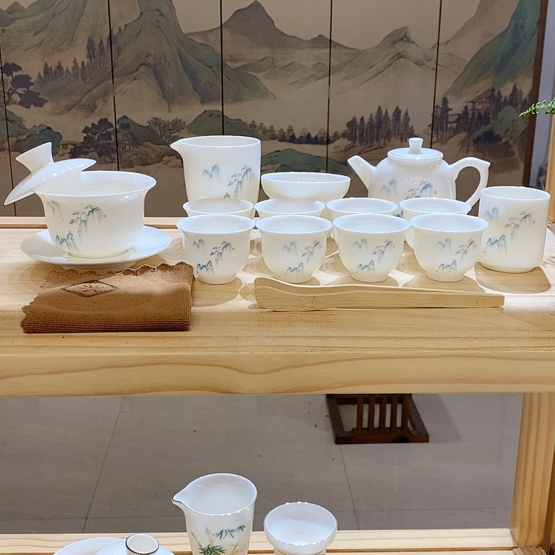 【墨城】羊脂玉瓷高山流水16头