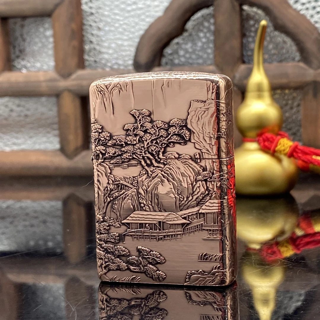 ZIPPO/之宝打火机  山水画常规紫铜重甲浮雕【小飞甄选】DYJ1