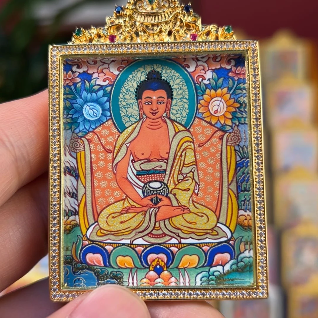 吊坠阿弥陀佛热贡纯手绘唐卡