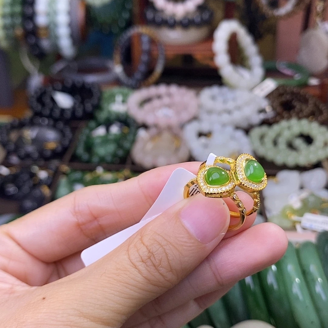 和田玉未镶嵌颈饰多样性发一 925.银碧玉戒指