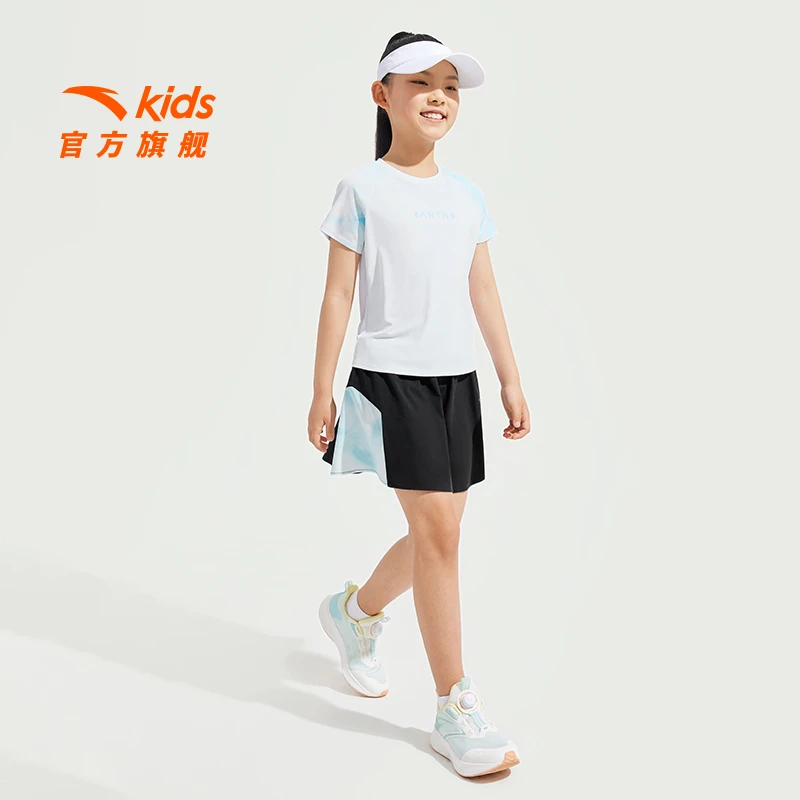 安踏儿童女童针织运动套2025夏季透气亲肤青少年速干运动套装5719