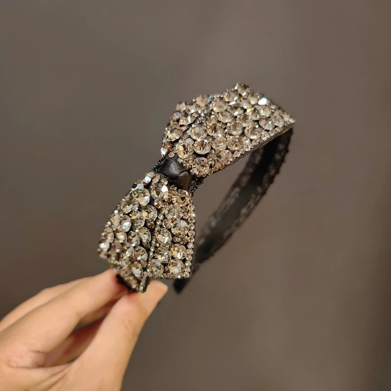 韩版施家钻发箍洋气高颅顶头箍网红蝴蝶夹发箍显脸小带防滑齿头箍