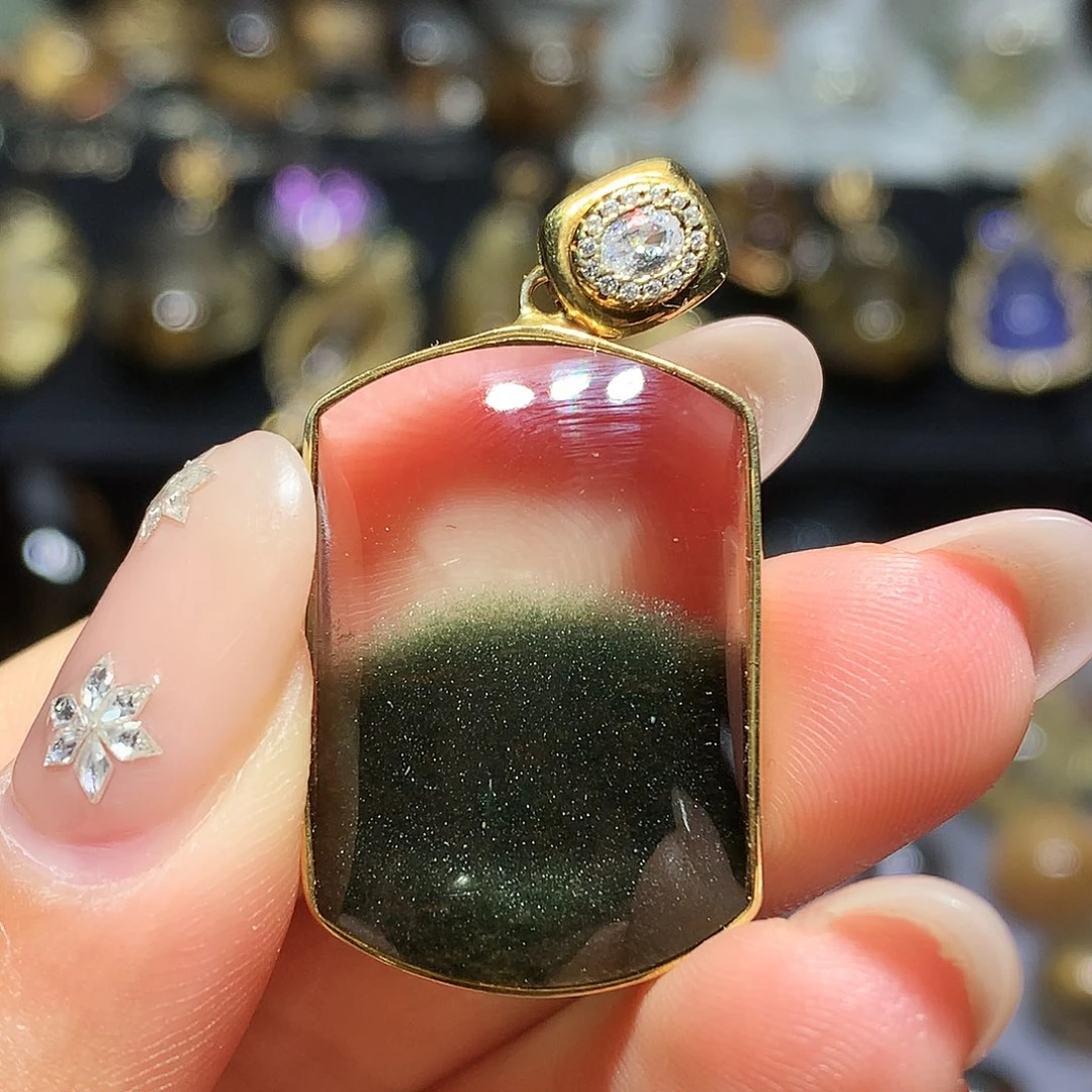 银S925镀金镶嵌珠宝半成品水晶