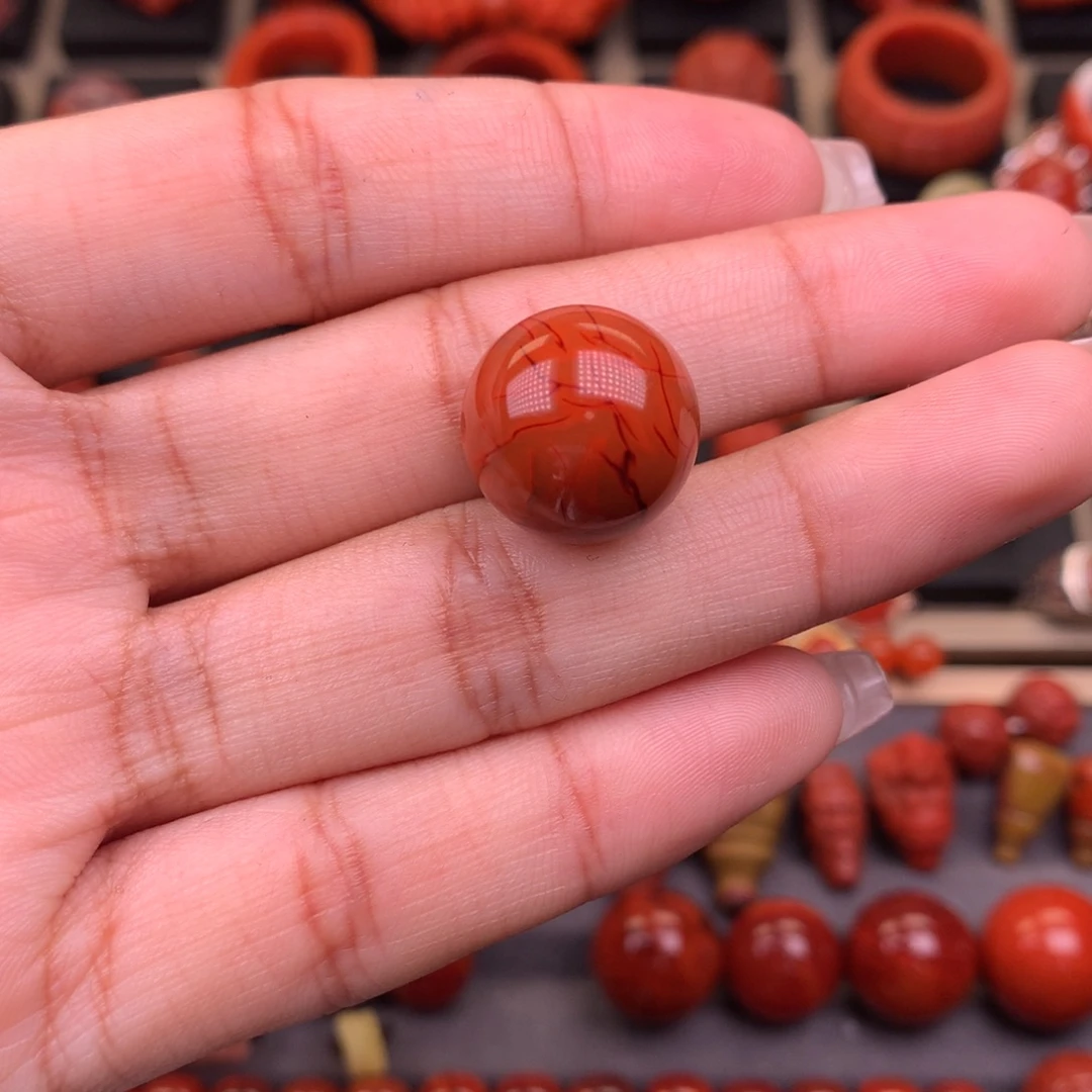 南红玛瑙未镶嵌火焰纹圆珠15+