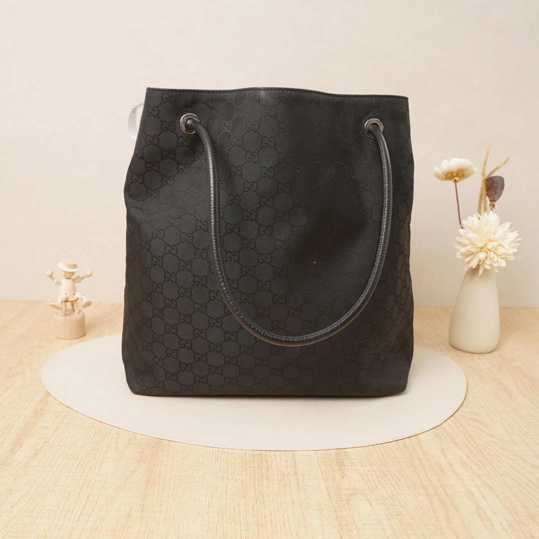 95新 GUCCI/古驰 帆布托特包黑色DS026956