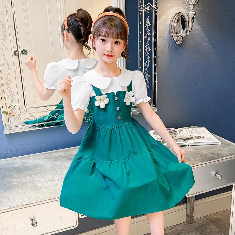 女童连衣裙夏季2025新款中大儿童夏款短袖公主裙子小女孩洋气夏装
