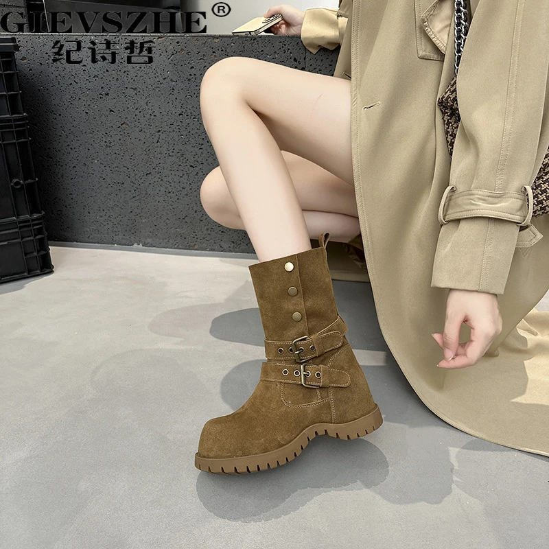 【流光风】纪诗哲轻奢靴子女百搭时尚厚底增高马丁靴女秋冬保暖防滑
