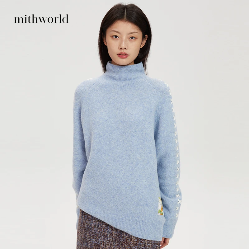 mithworld/沵媞圈圈绒唛标高领套头针织衫新款女毛衣W7FFS6145E3A