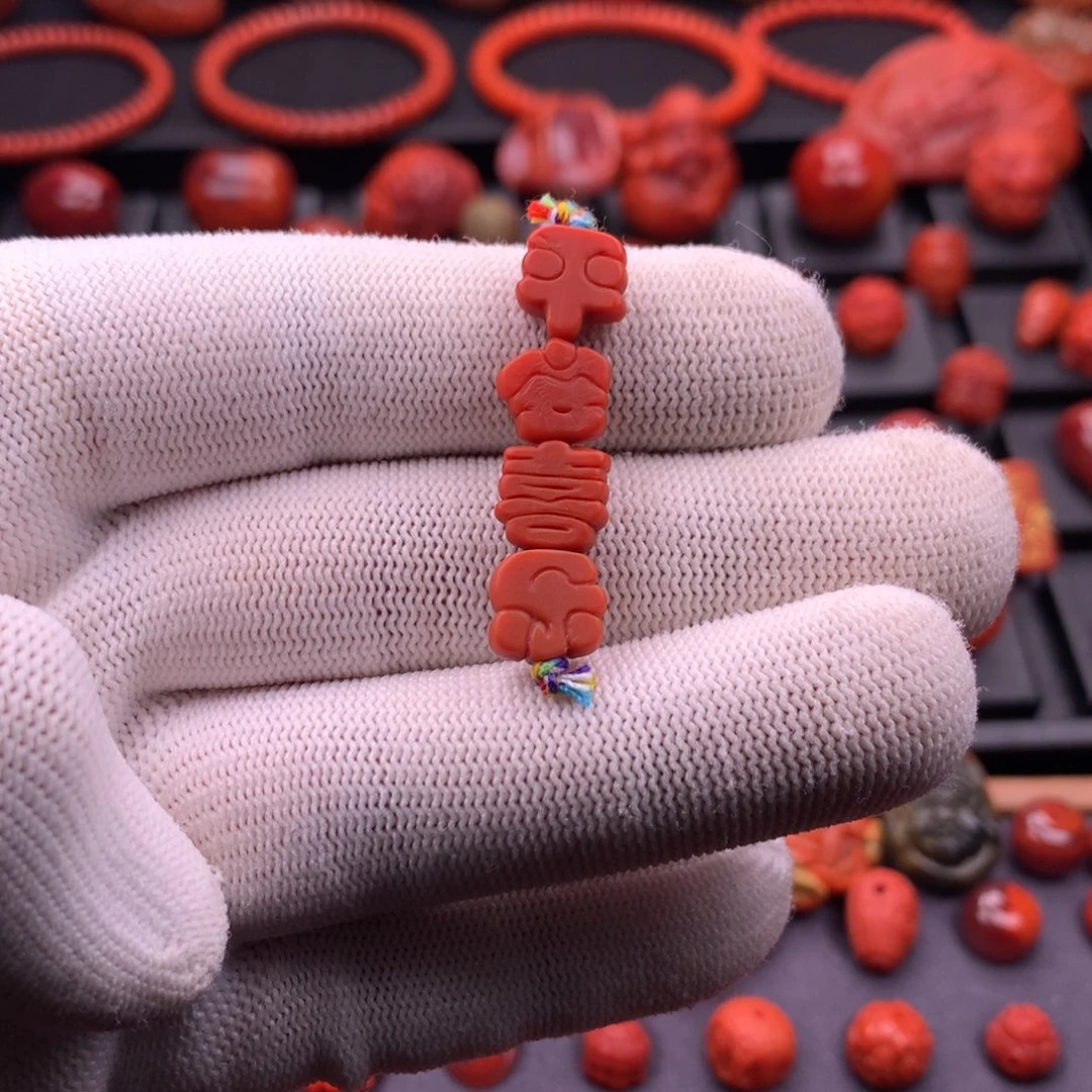 南红玛瑙未镶嵌南红精工雕刻平安喜乐挂饰9.5mm