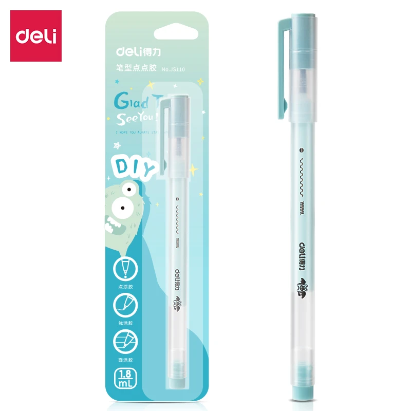 直播得力JS110笔型点点胶(蓝)(1支/卡)