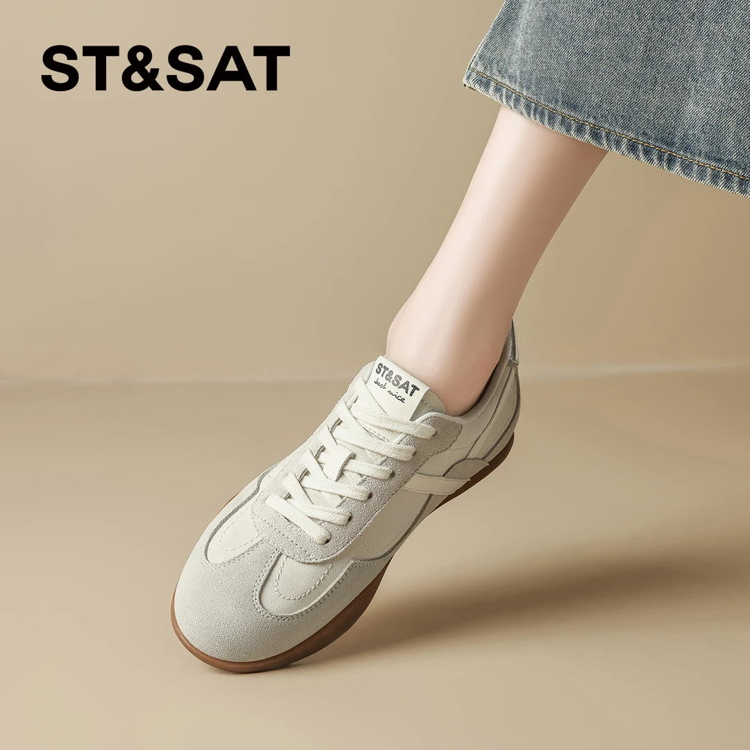 星期六轻奢芭蕾德训鞋女款2025秋季新款软底百搭休闲鞋复古阿甘鞋