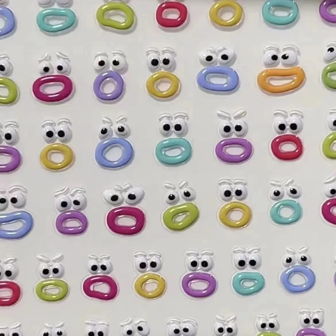 拍一发五【西藏包邮】嘴嘴怪美甲贴纸可爱立体水杯指甲贴纸