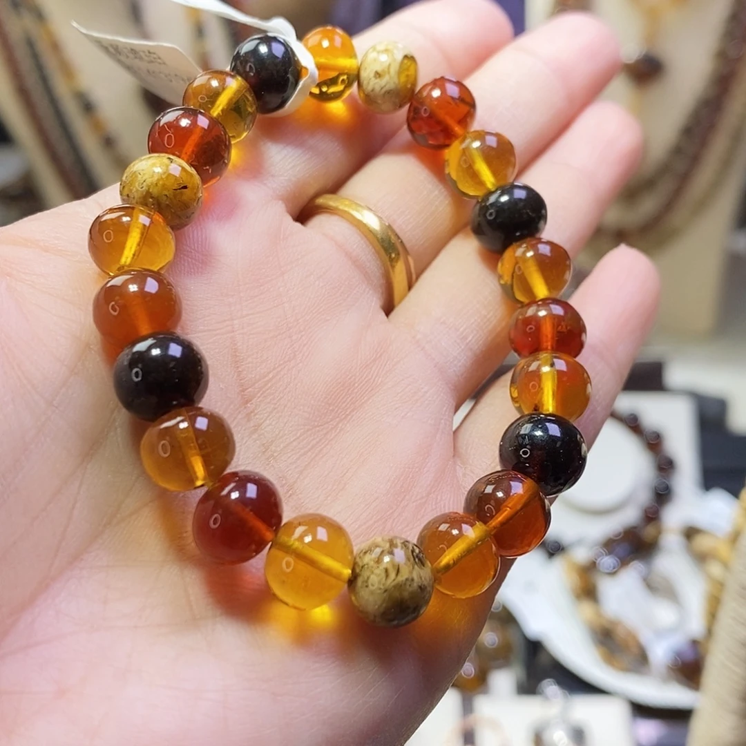 琥珀未镶嵌裸石精品多宝9mm