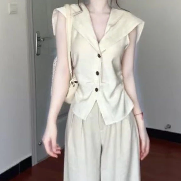 套装夏季无袖上衣显瘦气质休闲轻熟风韩系炸街小香风减龄涤纶马甲