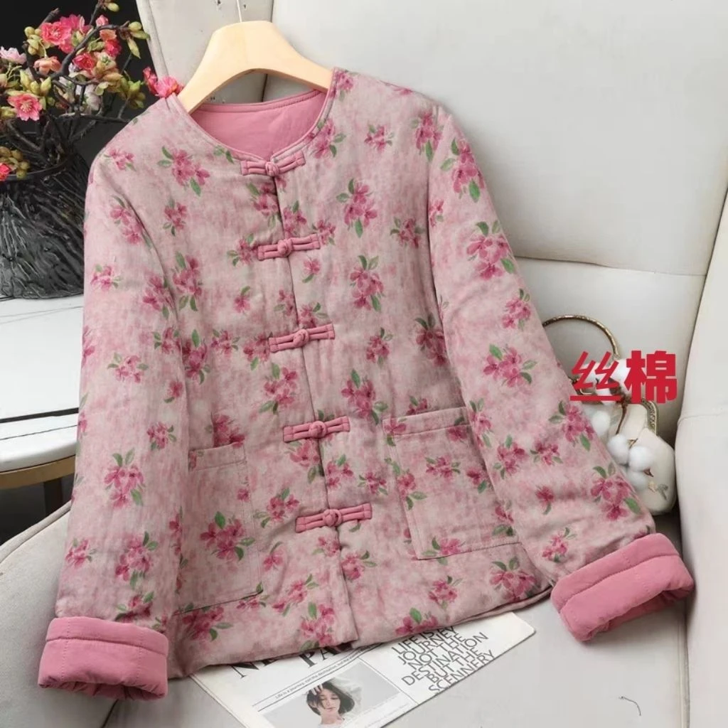 2025新款棉服国风盘扣丝棉冬季棉衣民族风女士棉袄上衣