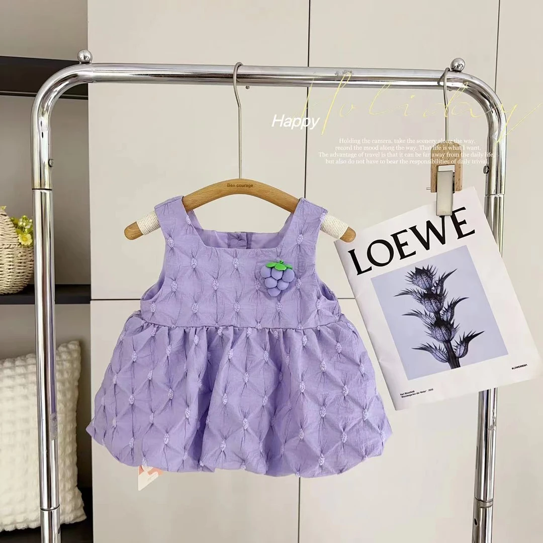 【冰甜葡萄汁】汤圆家童装2025夏季韩系定制提花无袖南瓜衫 YA-1819