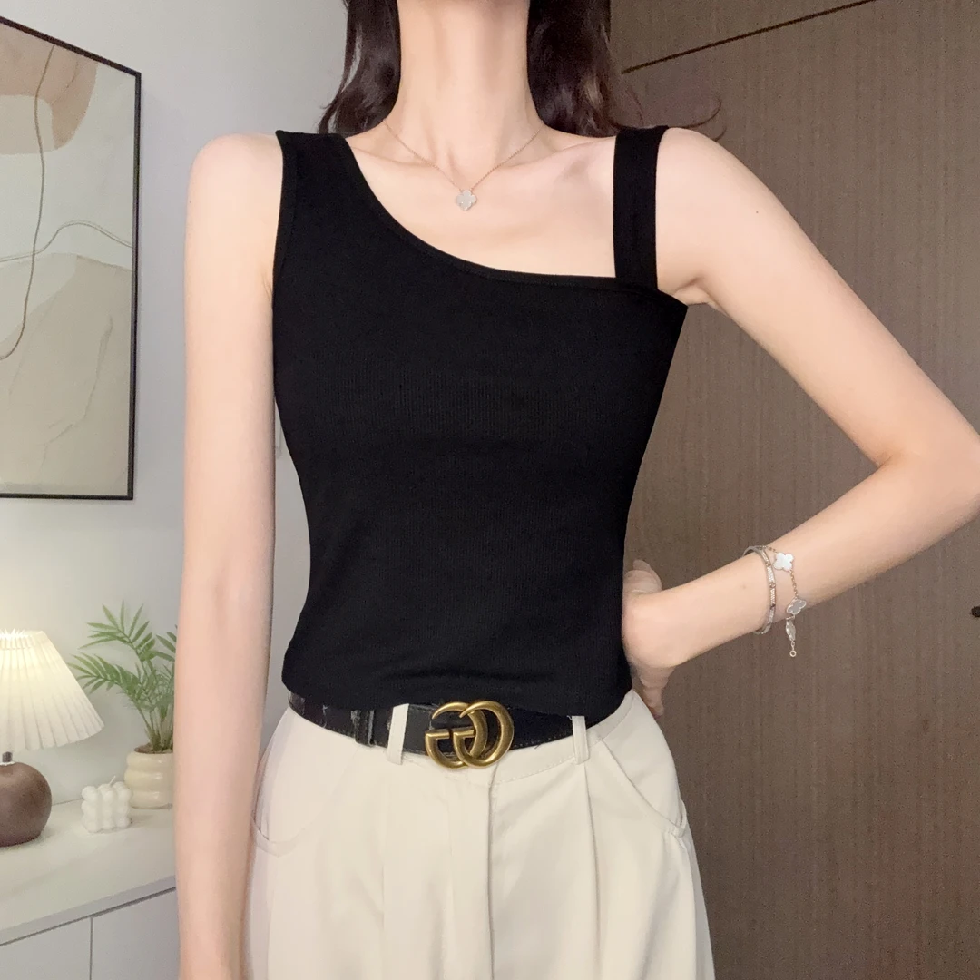 薇帛斜肩吊带背心女内搭夏季美背设计感打底显瘦露肩运动瑜伽上衣