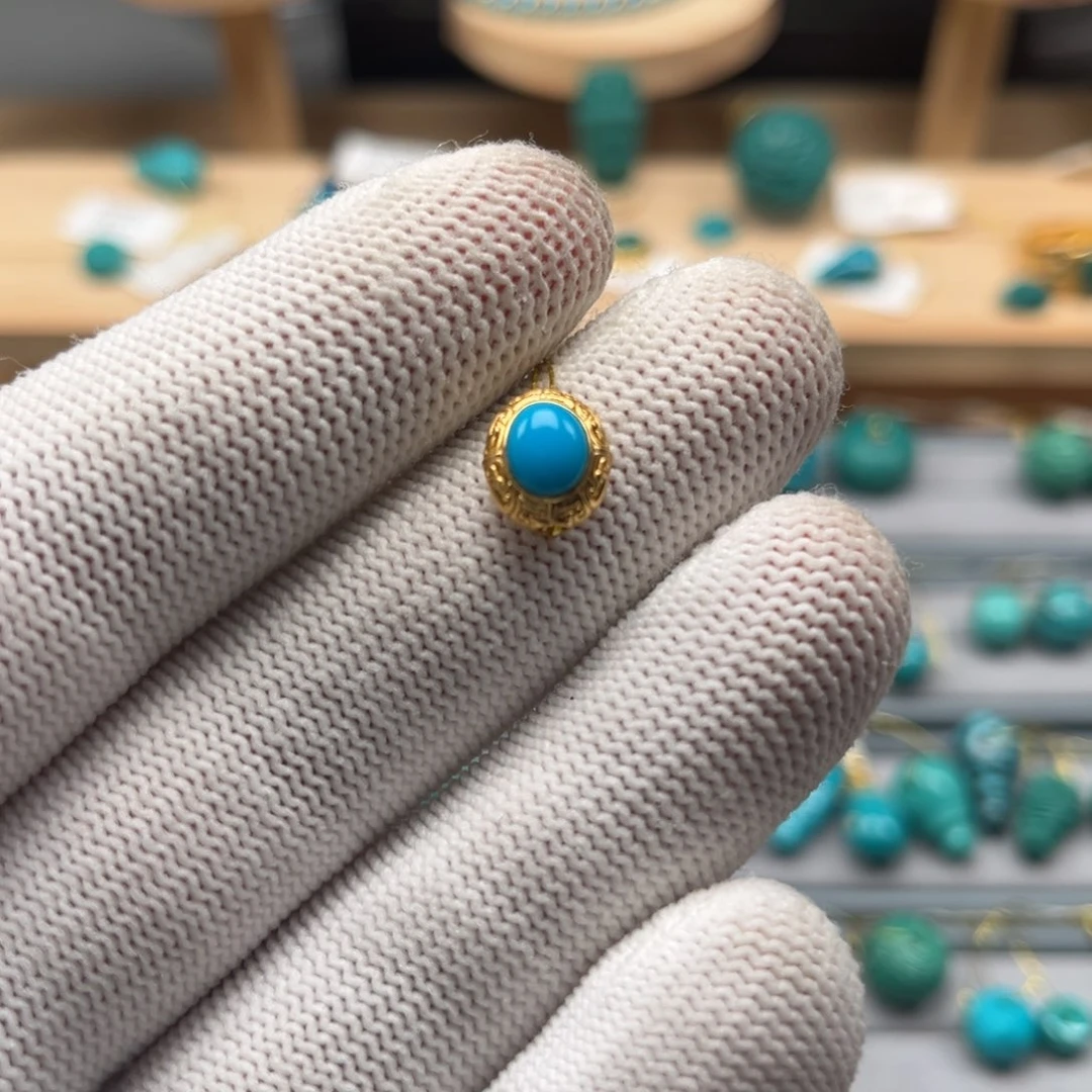 18K金镶嵌绿松石珠宝奇石661