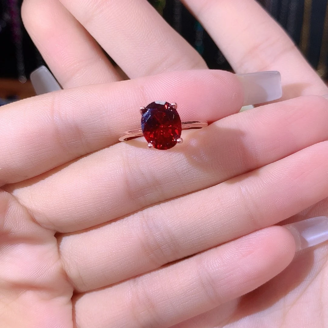 银S925镶嵌戒指石榴石玫瑰金810