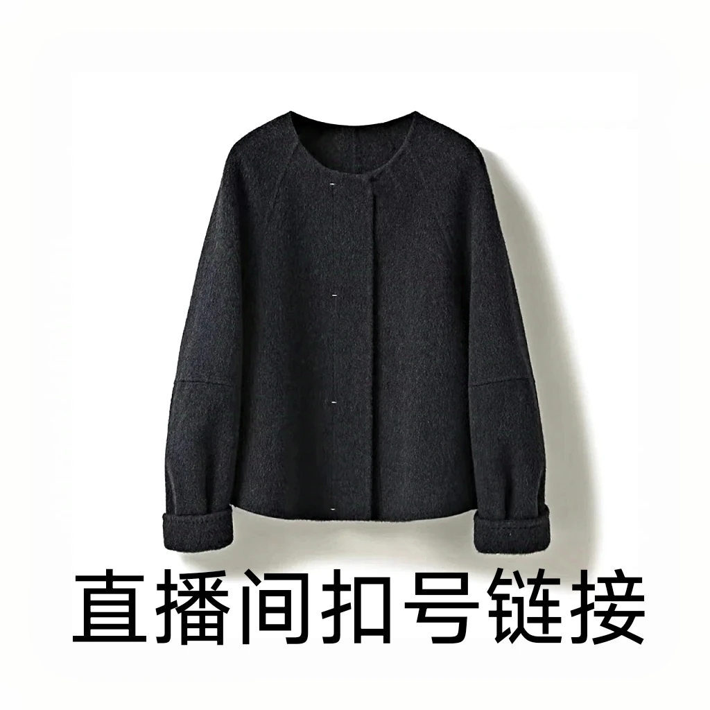 【扣号】直播间专用短款圆领秋冬纯色直下摆毛呢外套-31-40号