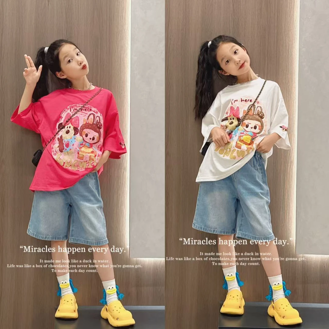 女童宽松短袖百搭款新款上衣高级感炸街t恤穿搭服装女孩大童超酷