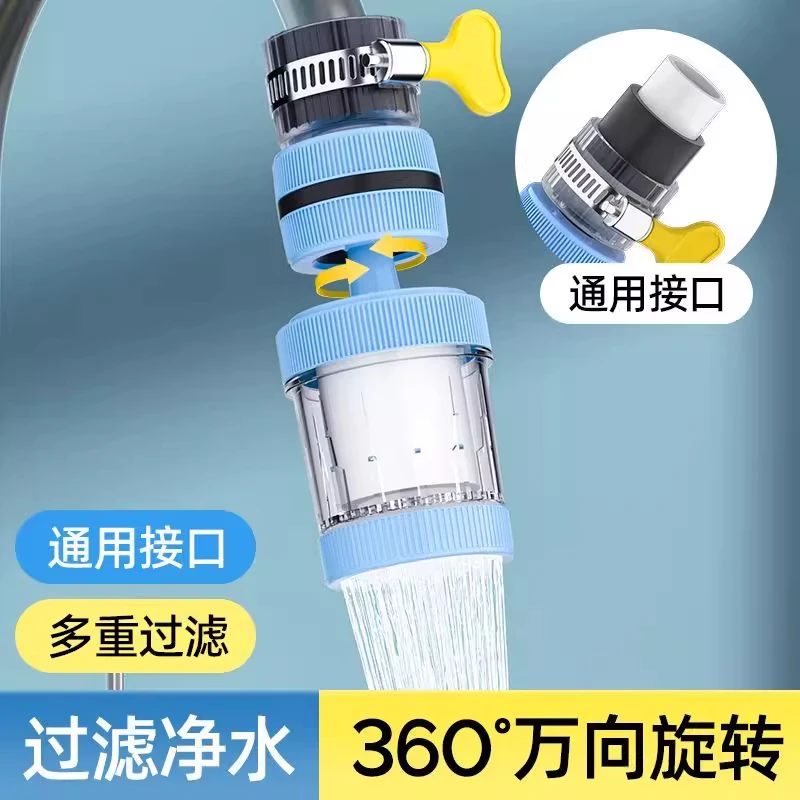 万能水龙头过滤器家用厨房自来水净水防溅花洒通用塑料滤芯过滤水