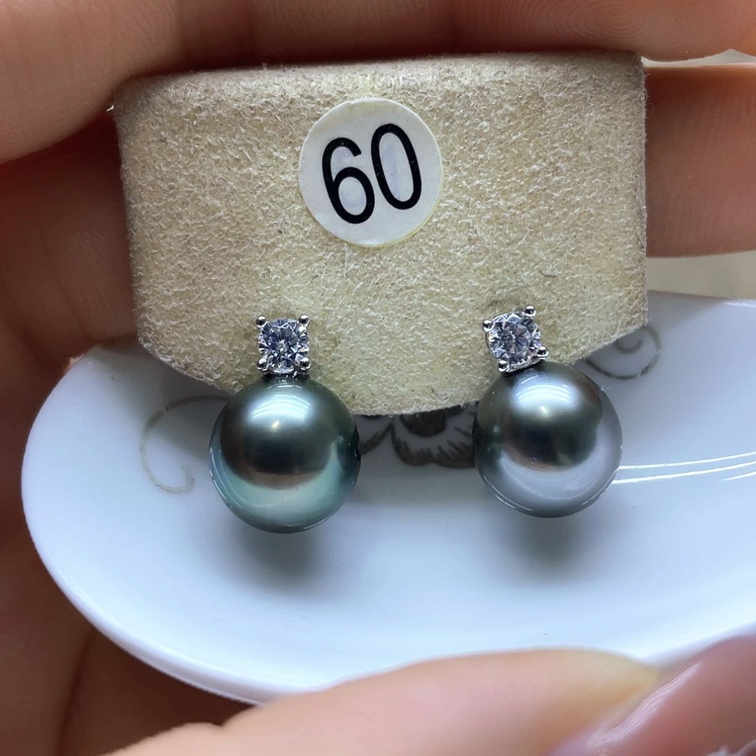 海水珍珠耳饰银S925镶嵌