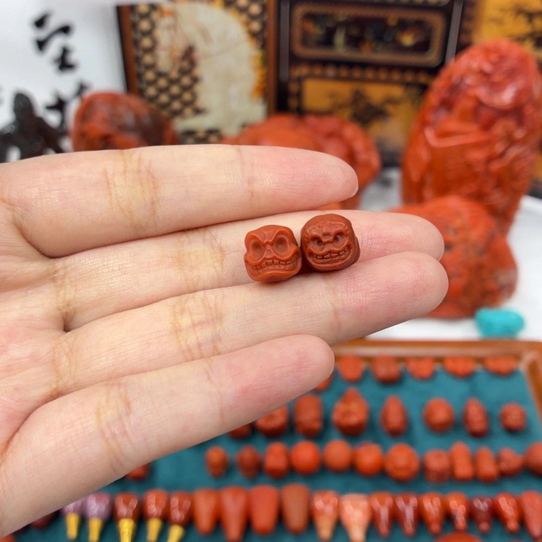 南红玛瑙未镶嵌配饰南红喜主对珠