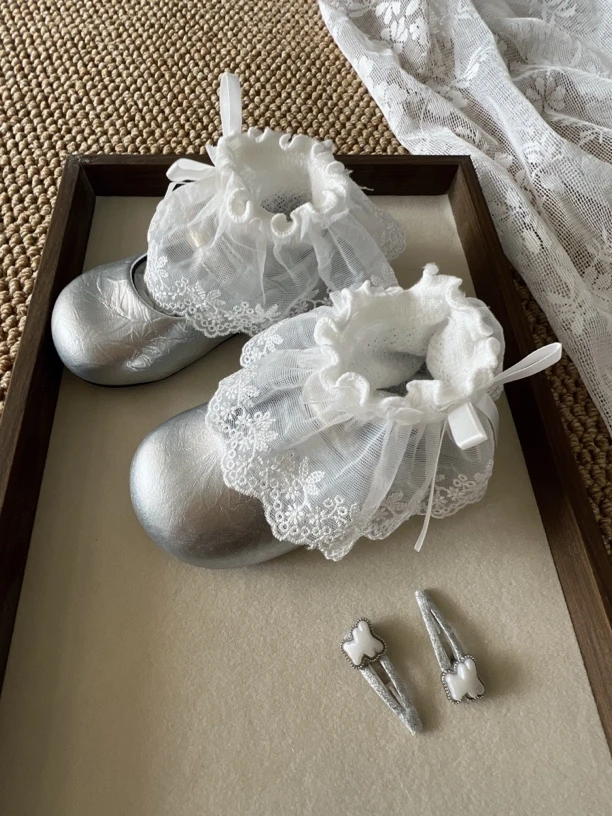 （全店3双包邮）草莓星期八夏新品花边蝴蝶结可爱儿童宝宝防蚊袜