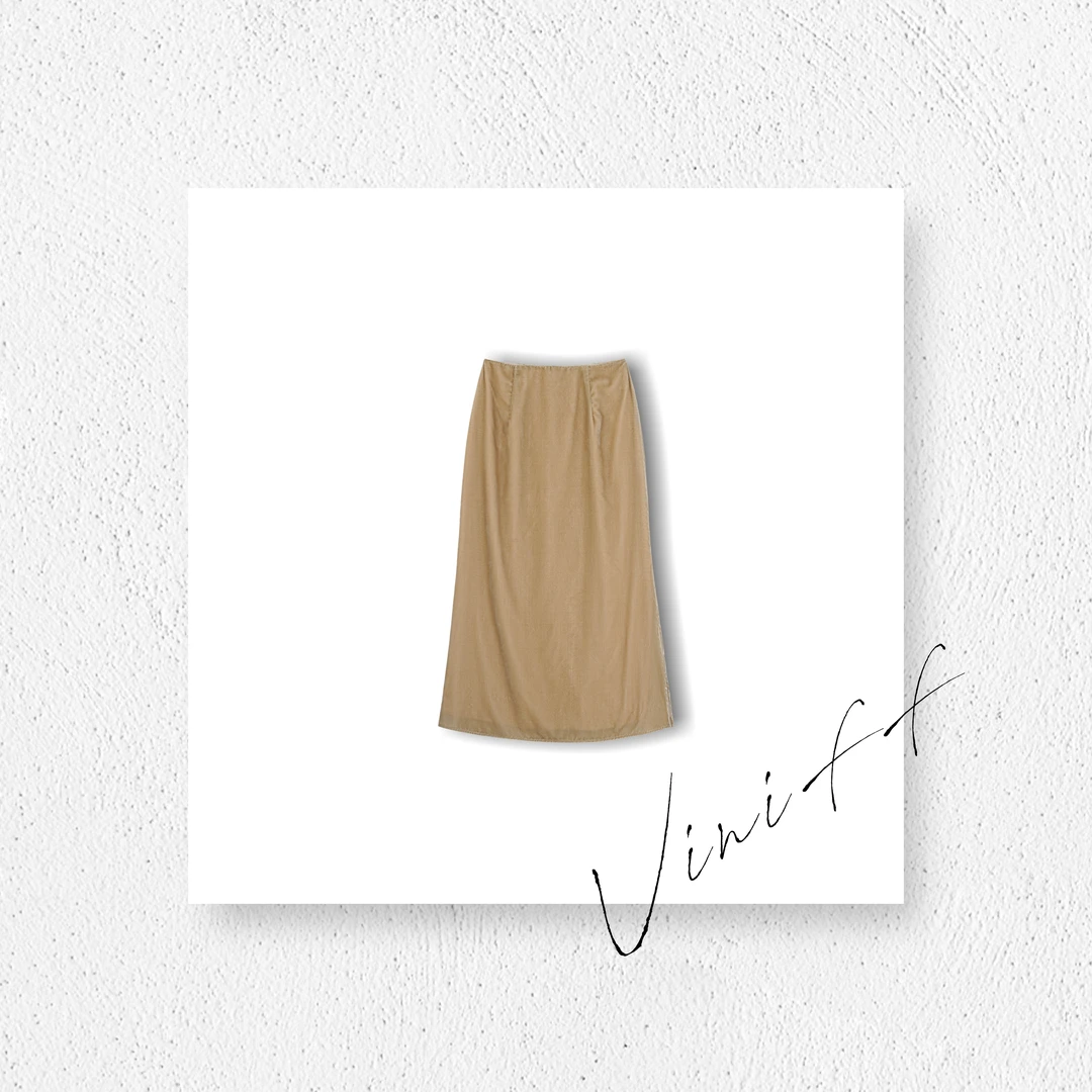 ViniFF薇妮｜做旧侧开叉百搭高级丝绒半身裙D40758