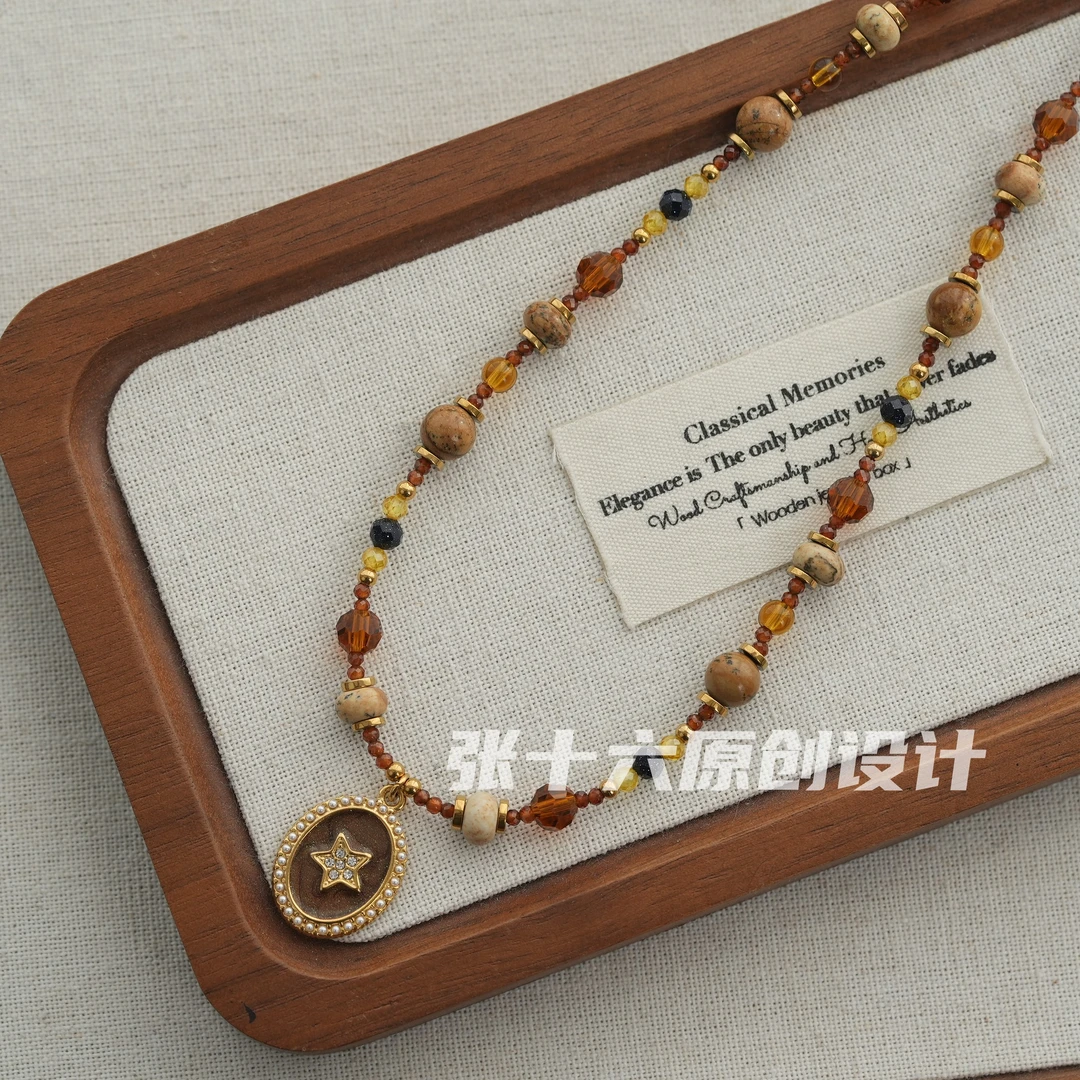 钛钢项链 [流光星河]张十六原创设计手工串珠百搭复古小众彩色毛