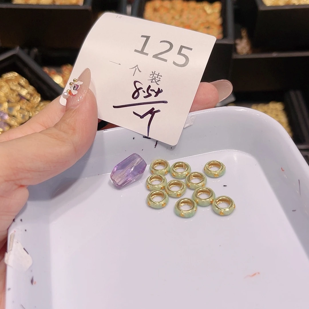 紫晶珠宝半成品银S925镀金镶嵌125