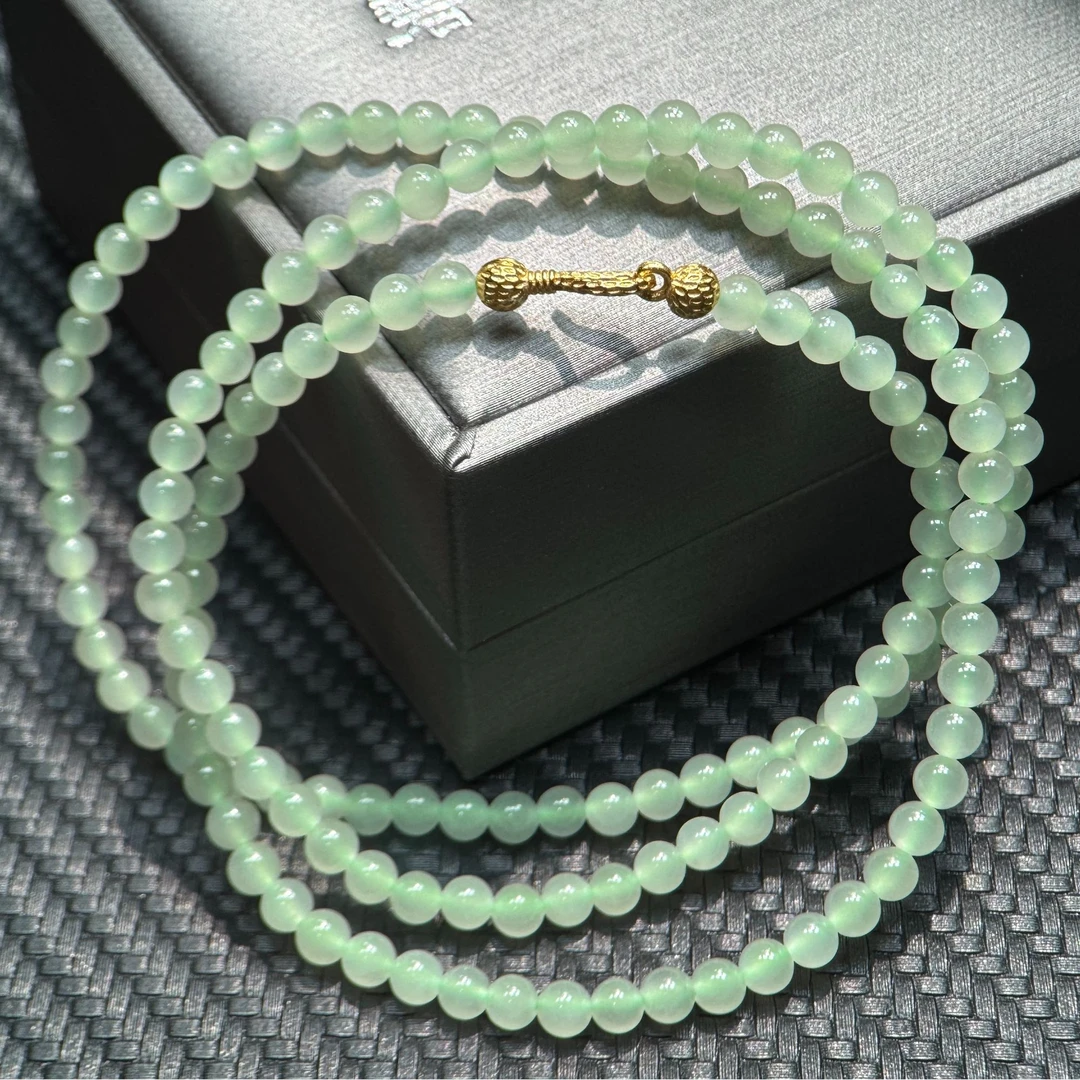 【碧雲珠宝】天然和田玉晴水4mmDIY多圈手串项链锁骨链小米珠