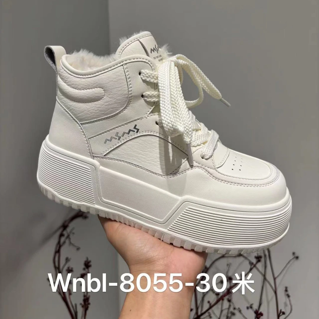 <玛莎玛索>2025冬季大棉款8055-30厚底高帮保暖百搭休闲小白板鞋.