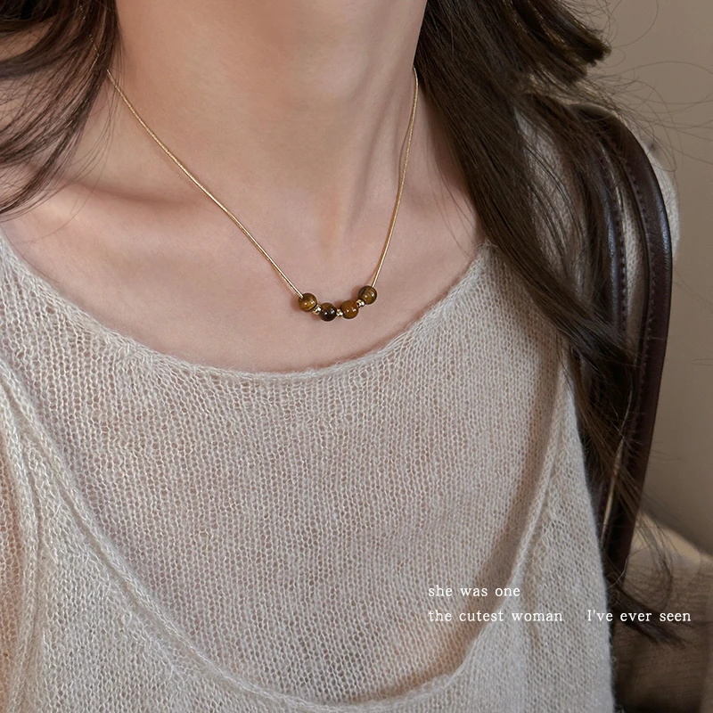 铜合金吊坠 高级设计感圆珠吊坠项链女款2025新款锁骨链小众毛衣