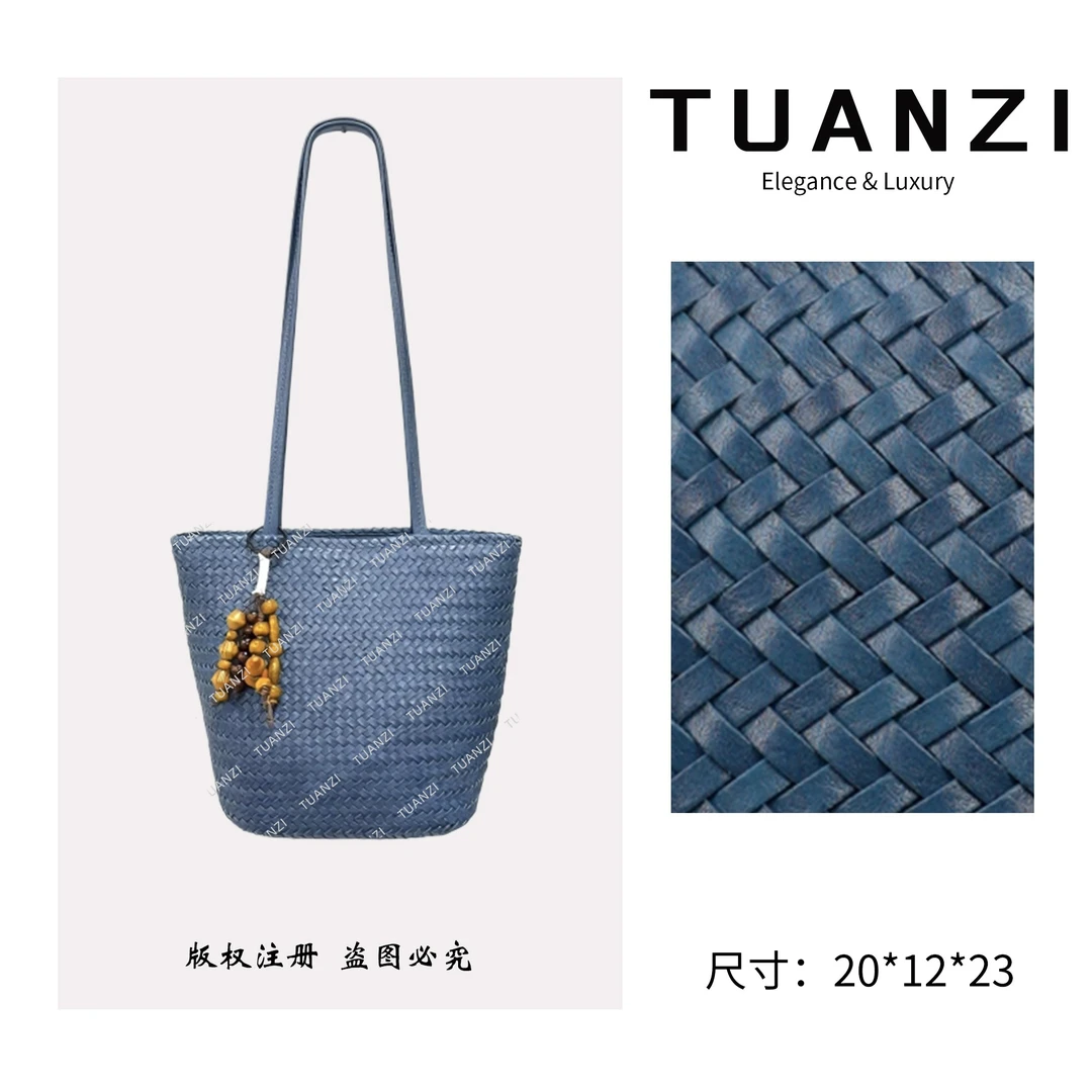 TAUNZI【高端玩家】新款20cm手工编织手提单肩女包SD-6008-手工编兰
