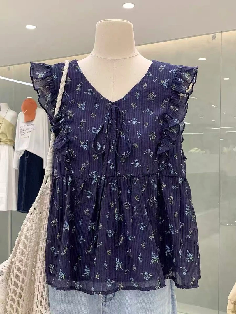 【傲傲精选】蝴蝶袖雪纺短袖衬衫