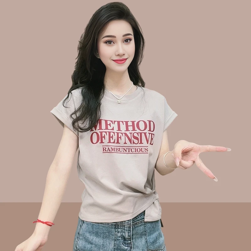 2024年夏季新款纯棉短袖t恤女装短款上衣休闲小个子修身显瘦爆款