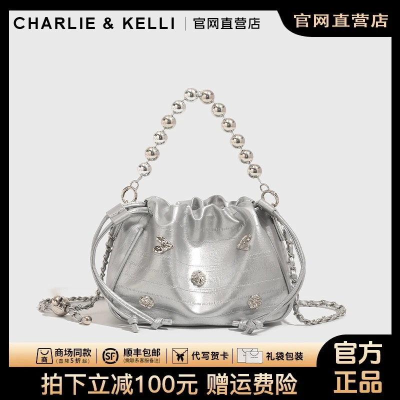 官网CHARLE&KELLI女包小c&k新款轻奢洋气手提时尚链条单肩斜挎包