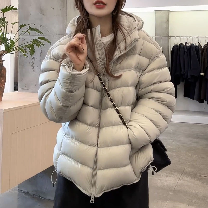 连帽短款排骨棉服女轻薄保暖外套2025冬季新款韩系棉衣棉袄上衣女