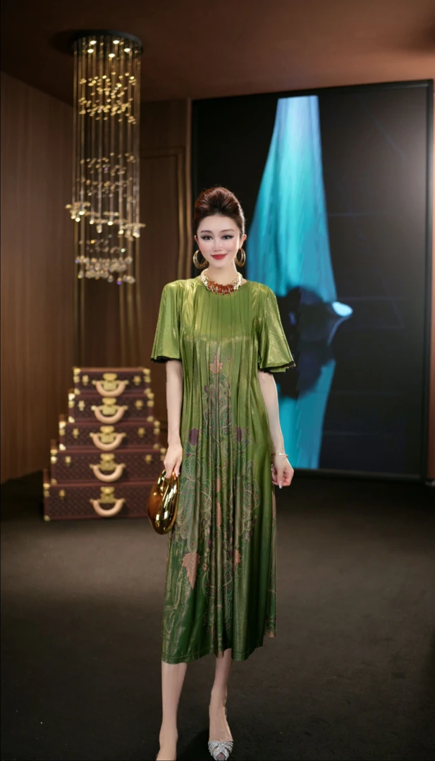 (娴儿)-显瘦夏季时尚复古法式设计师连衣裙D077