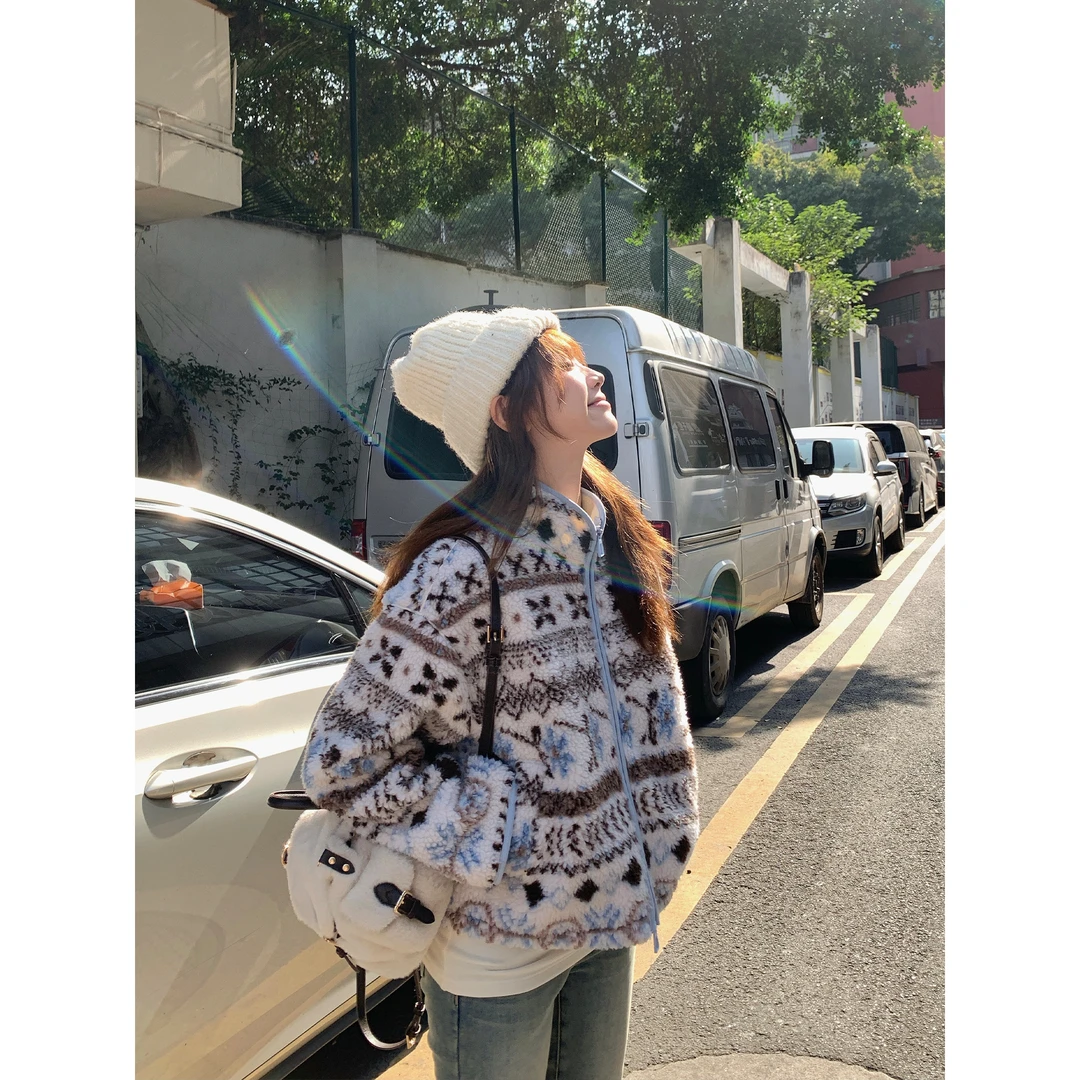 切糕自制【罗弗敦岛】小个子秋冬费尔岛羔毛洋气小众加绒保暖外套女