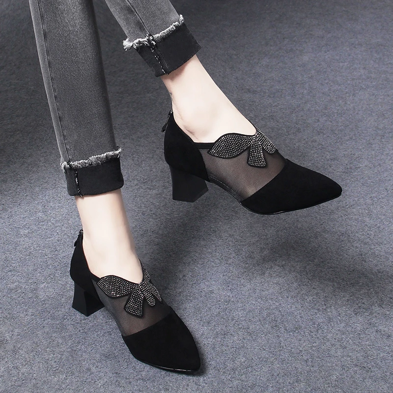 WX6125-3新款夏季超软小羊皮单鞋网鞋夏天网面透气女鞋乐福鞋皮鞋