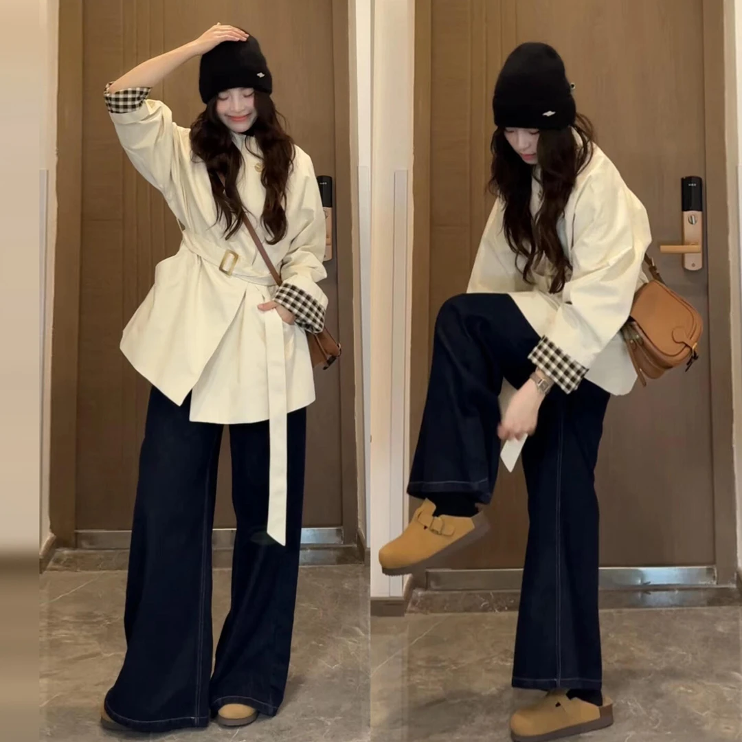 2025新款白色立领短款风衣外套女秋冬高级感修身显瘦开衫上衣风衣