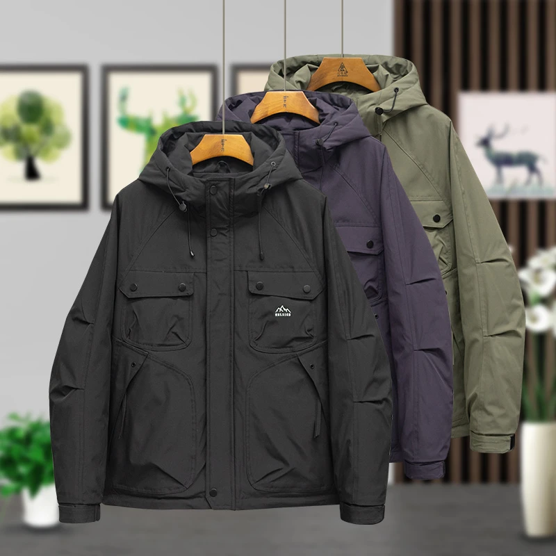 时尚冬季二棉连帽薄棉百搭2025男士工装夹克短款外套8805