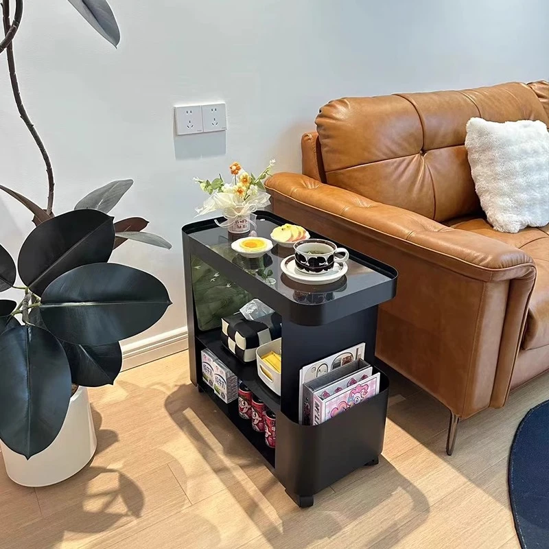 TANGKE/棠克家用可移动边几侧边柜床头置物架客厅小茶几铁艺推车