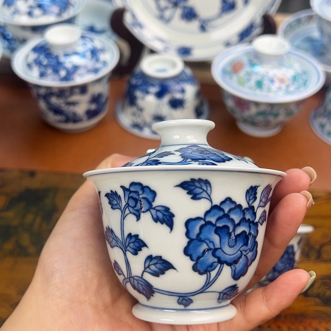 杯景德镇手绘主人杯盖碗