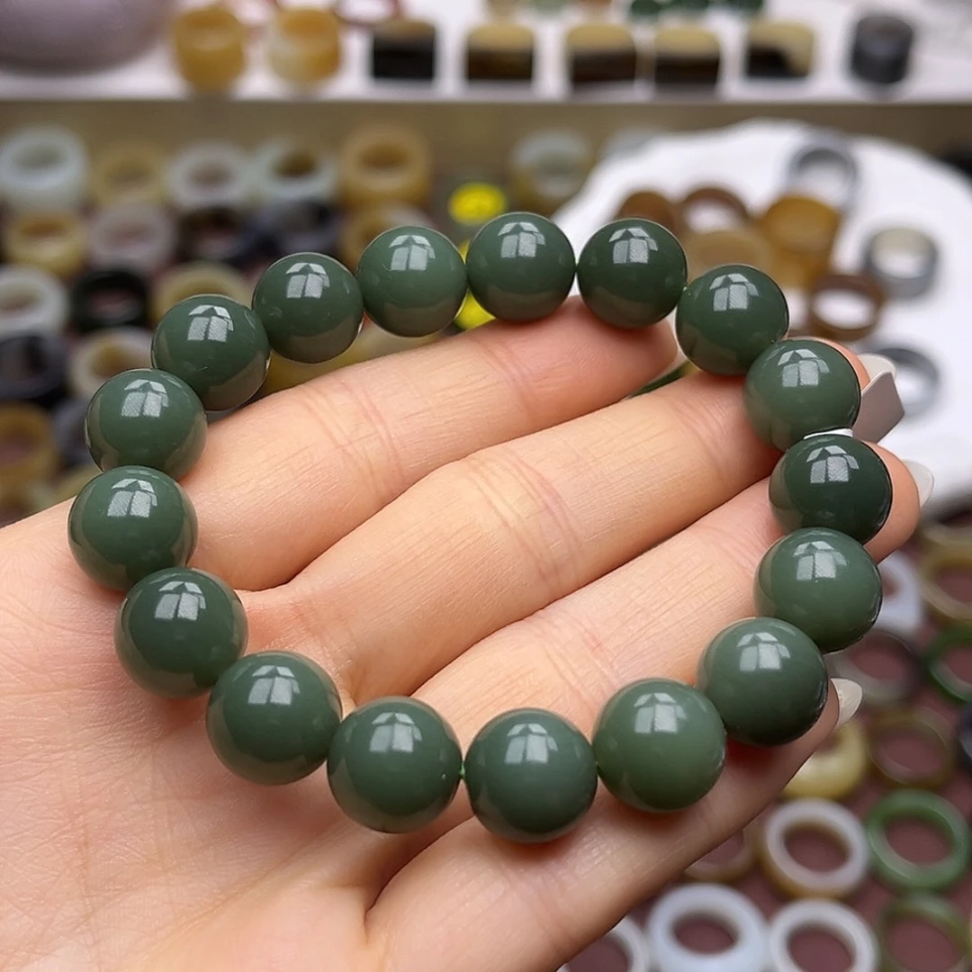 和田玉未镶嵌戒指卡12鸭蛋青