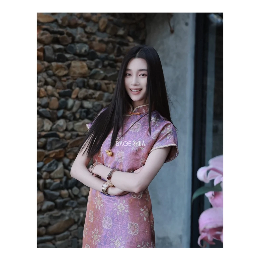 27-【传承/圆满旗袍】宝儿家含幂BE39725103国风非遗蜀锦旗袍连衣裙